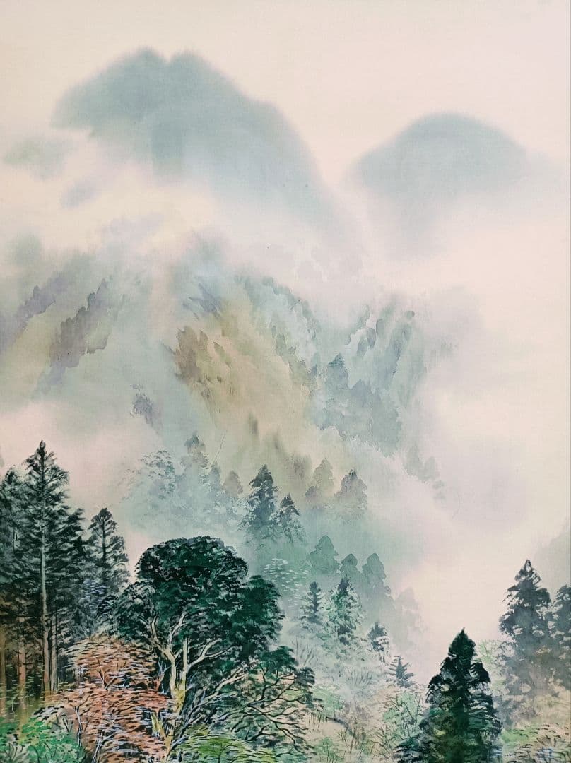 豪華 掛け軸 縁起物 福 開運 絵 龍脈 金運 山水 川 中国 風水 美術 骨董