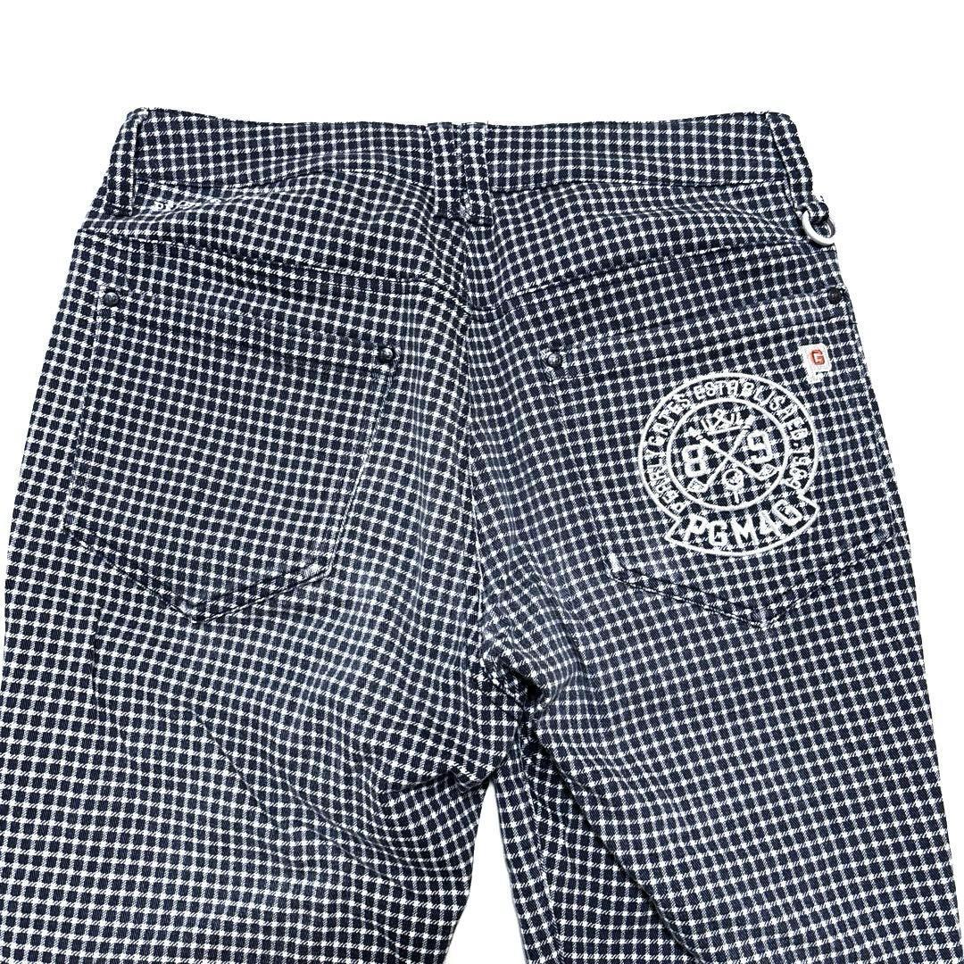 パーリーゲイツ　00/SS レディース　ロングパンツ　ネイビー　チェック　刺繍