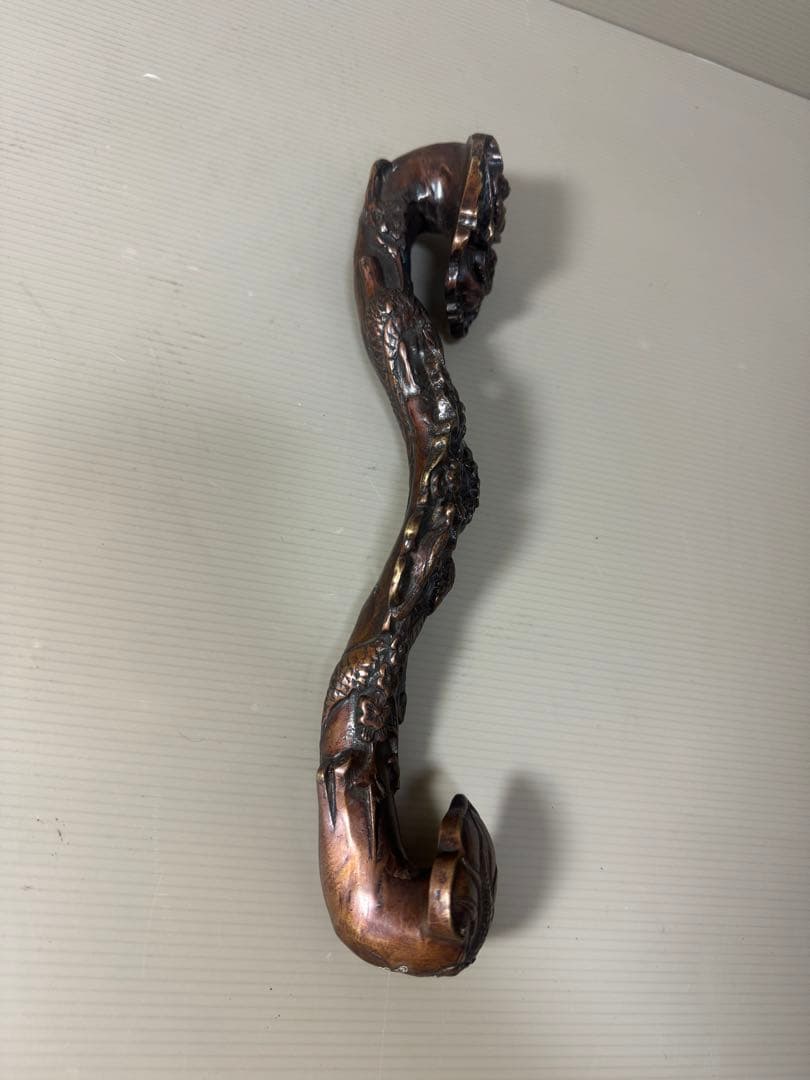 2140  銅製  龍文  如意   細工　置物　時代物