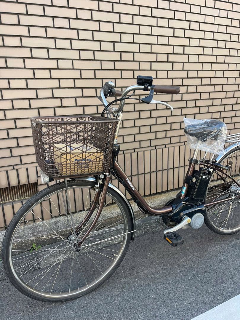 16Ah パナソニック電動アシスト自転車 ブラウン 前カゴ付き