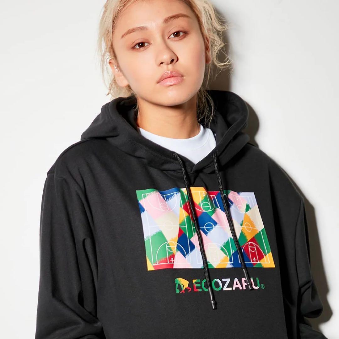 エゴザルスウェット　パーカー　モザイクタイルパーカ　ブラック　Lサイズ