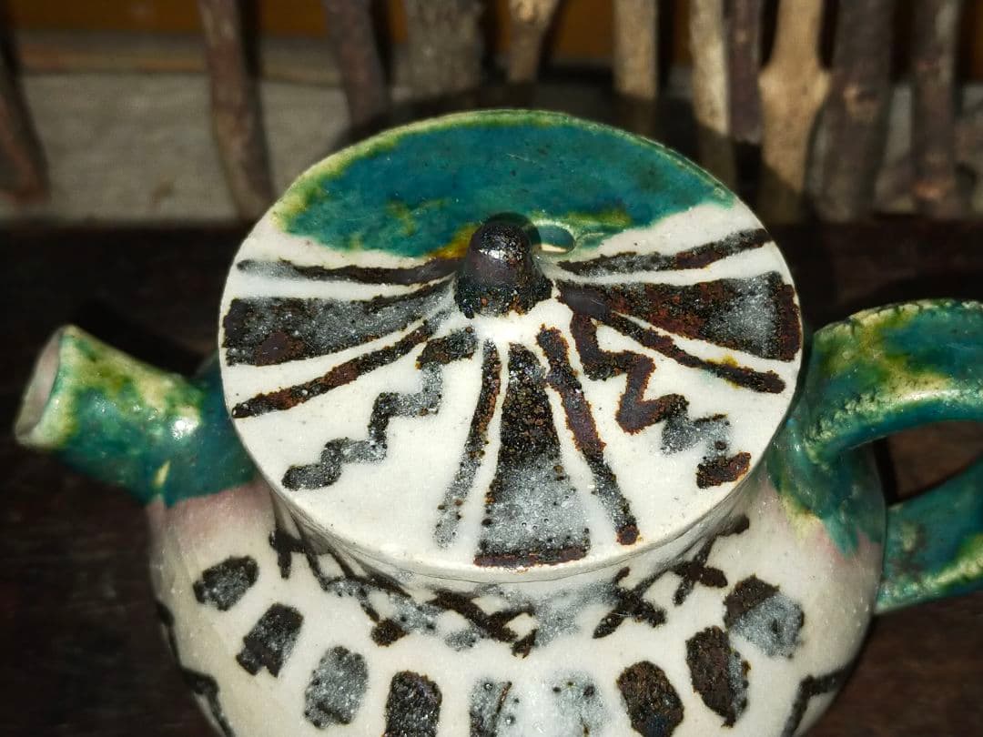 ♥織部　急須　単孔　鉄砲口　骨董　古玩