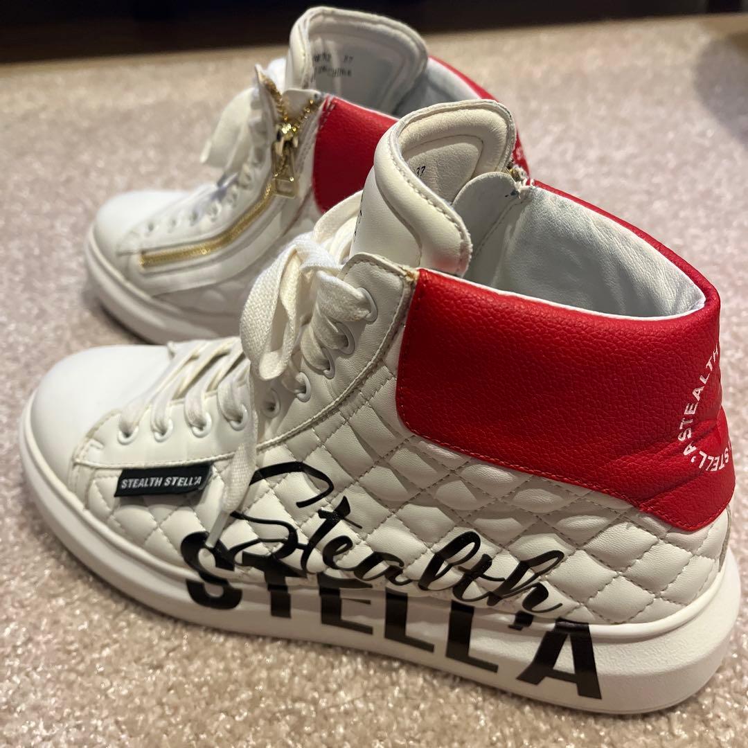 STEALTH STELLA スニーカー ホワイト/レッド　24〜24.5cm
