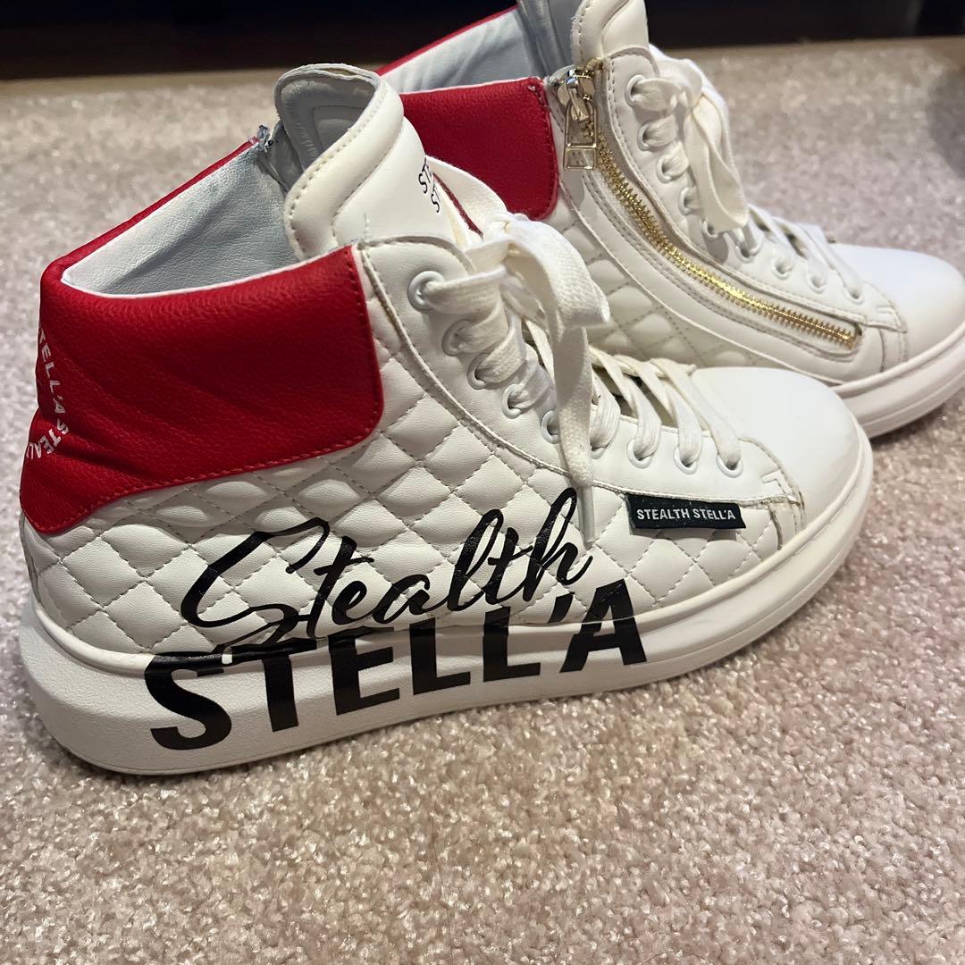STEALTH STELLA スニーカー ホワイト/レッド　24〜24.5cm