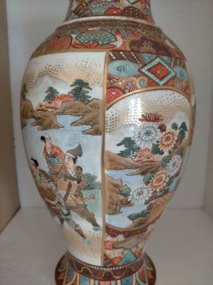 薩摩焼　保土田造　明治時代　花瓶　一対　pair