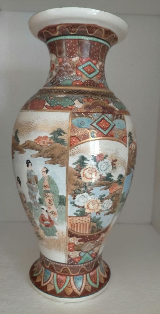 薩摩焼　保土田造　明治時代　花瓶　一対　pair