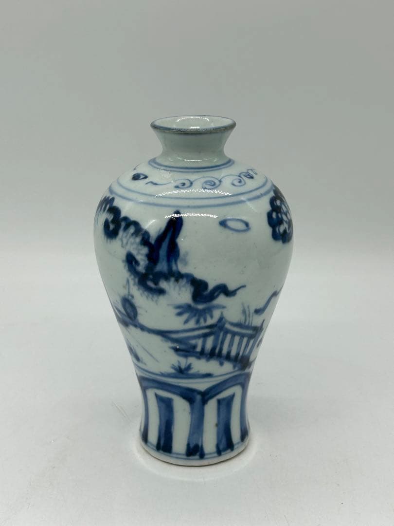 中国　染付　人物紋瓶　送料込み0711