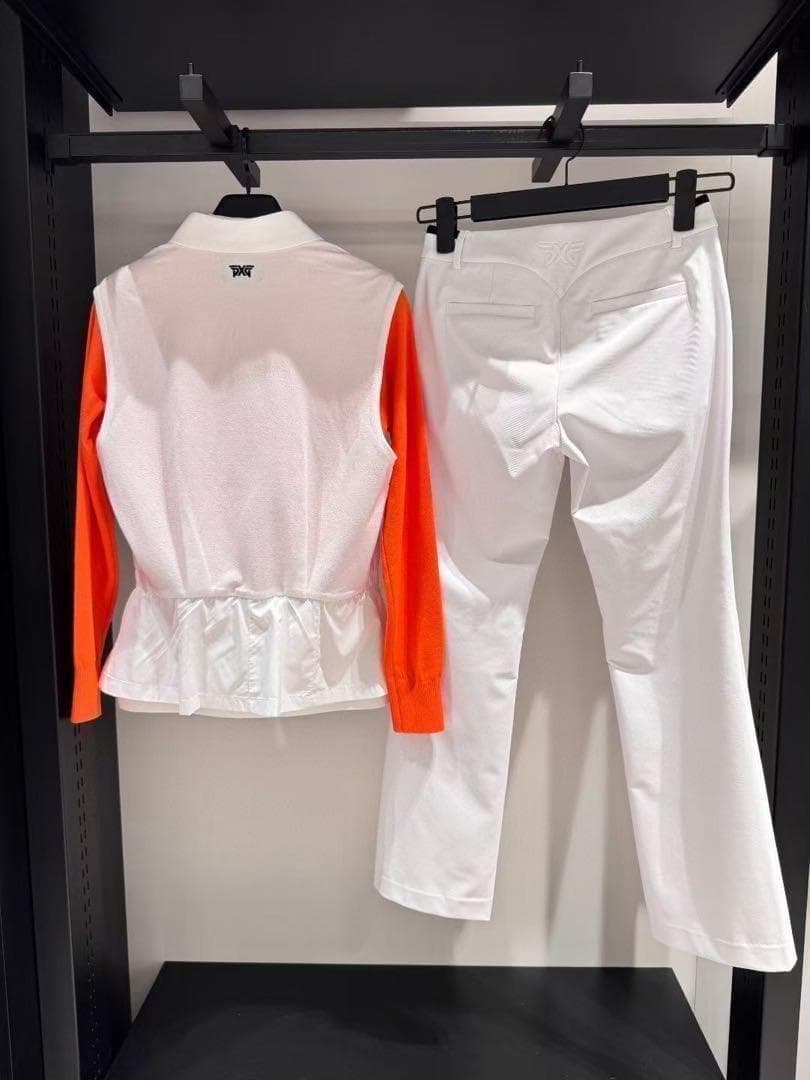 ラスト１点＆最終値下・PXG ゴルフペップラムベスト⚫︎白異素材MIXデザイン