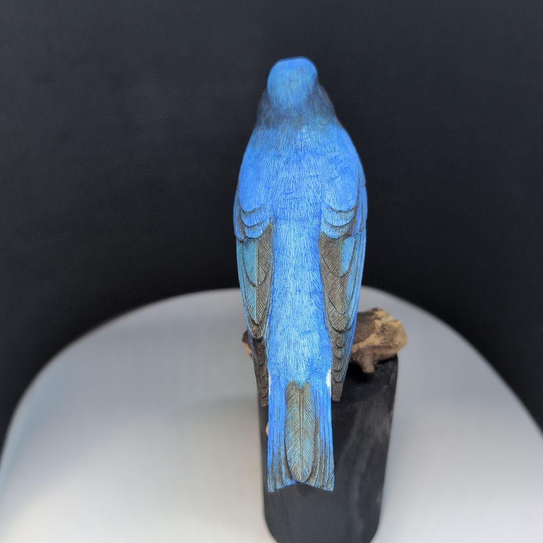 オオルリ　幸せ運ぶ青い鳥　木彫りの野鳥　野鳥彫刻　 リアルバードカービング