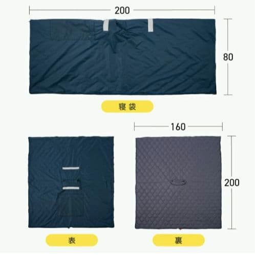 ☆SONAENO クッション型着られる寝袋 ポンチョ ネイビー 3way