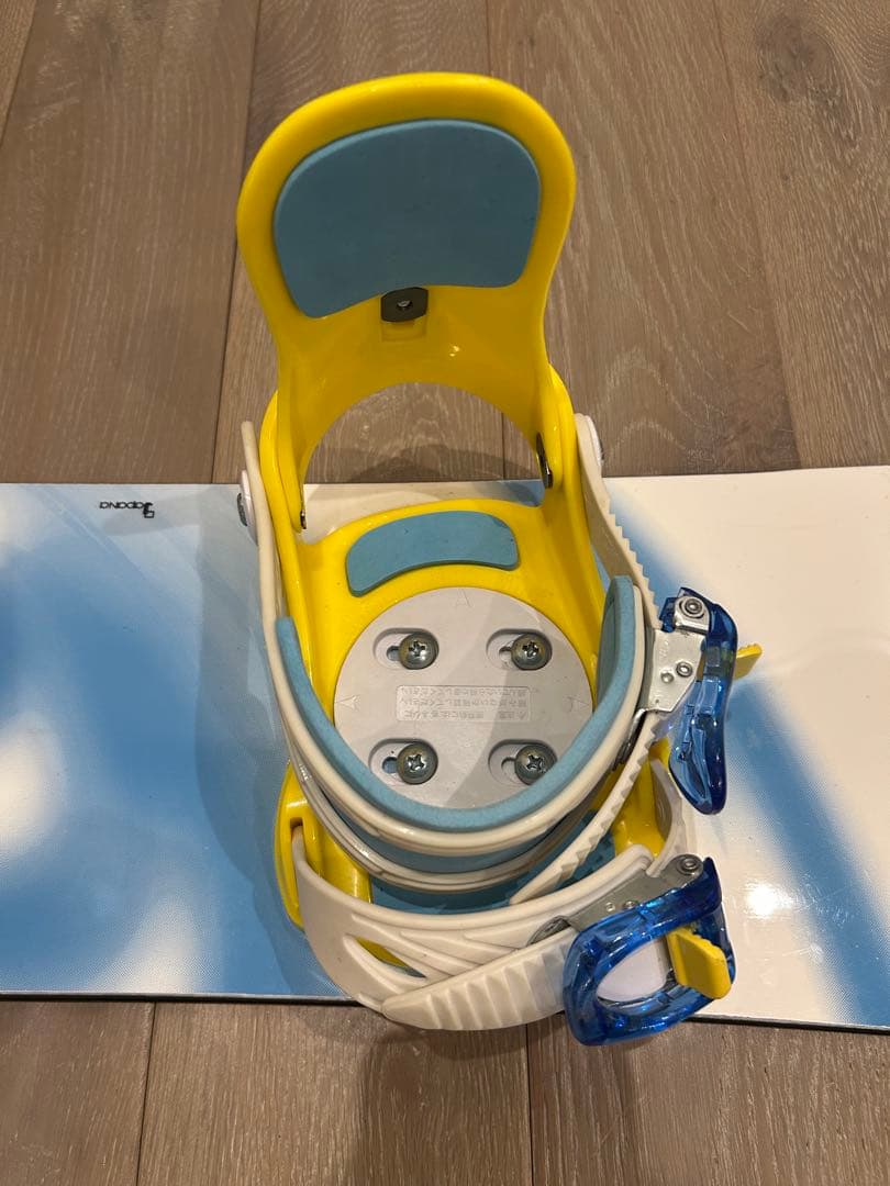 【子供用】スノーボード ビンディング ホワイト/ブルー/イエロー 3点セット