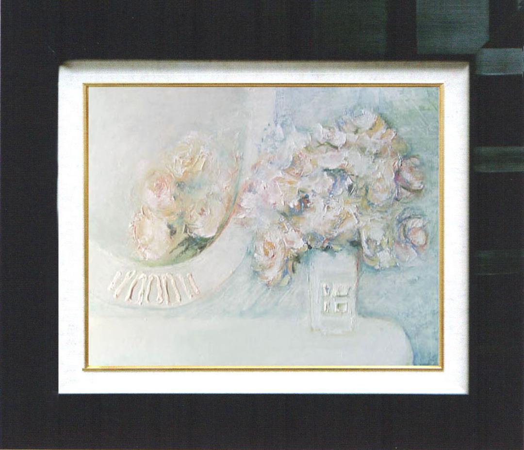 油絵 菅家令子 絵 絵画 インテリア 額付(黒) uF6-114002 花