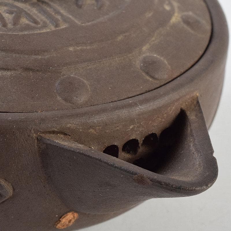 中国　紫砂　朱泥　漢詩人物文　宝瓶　急須　茶壷　C　R9477