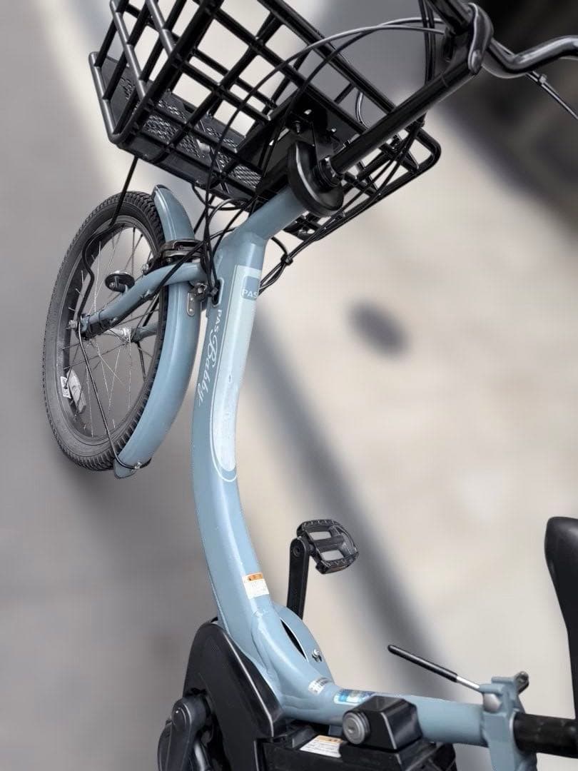 大阪府　子供乗せ　ヤマハ　水色 電動アシスト自転車 チャイルドシート付き