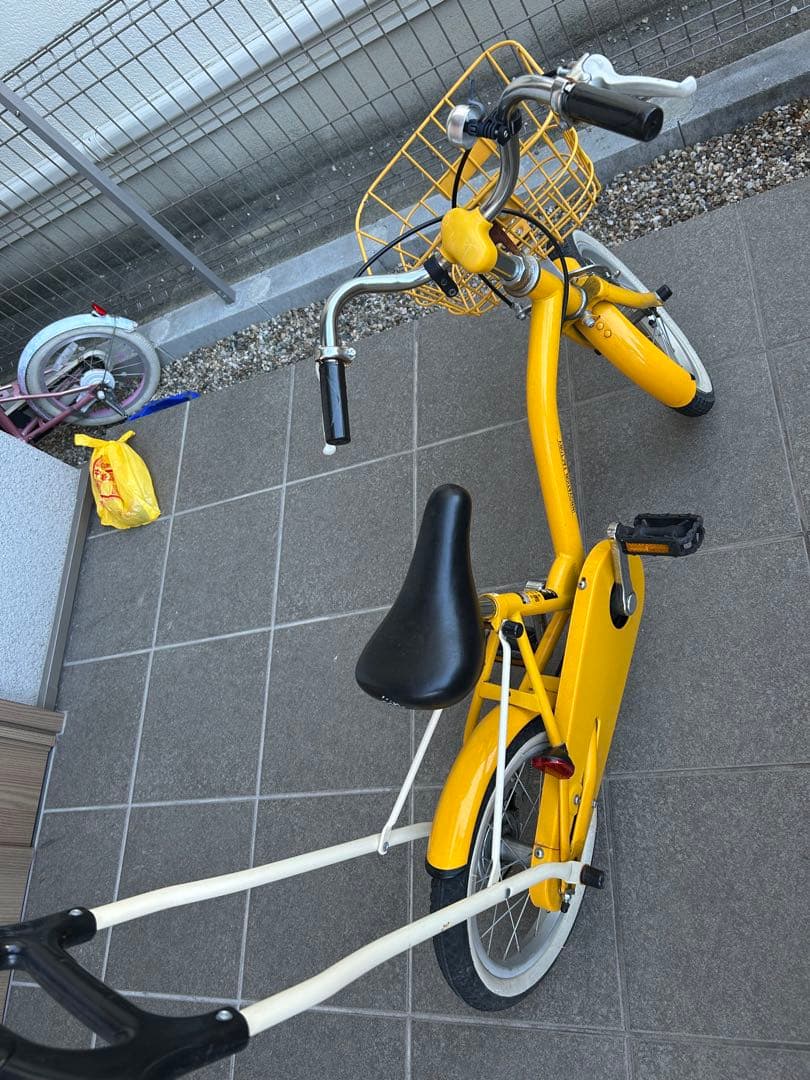 幼児用自転車 イエロー 前部バスケット付き