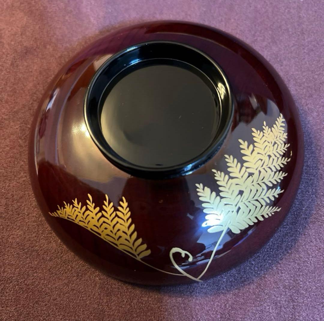 会津塗り　白木屋漆器店　汁椀　5客　木製　漆塗り　工芸品　蒔絵