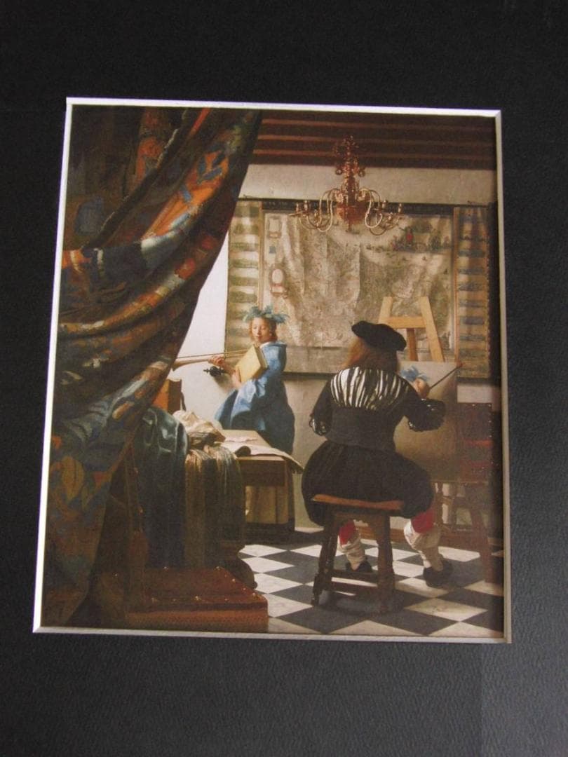 ヨハネス・フェルメール、「絵画芸術」、希少な画集の額装画