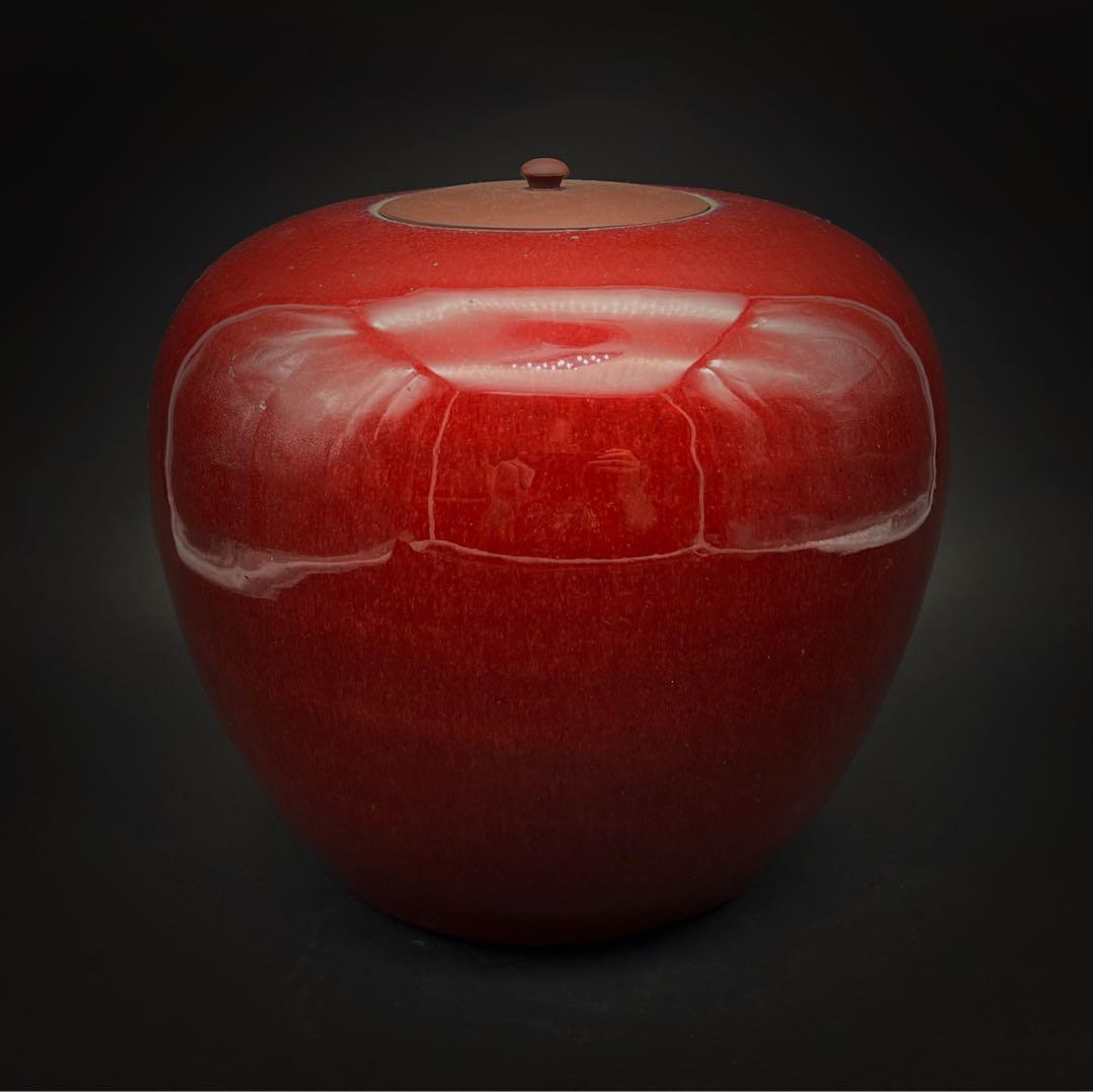 中国美術 古玩 紅釉壺 置物