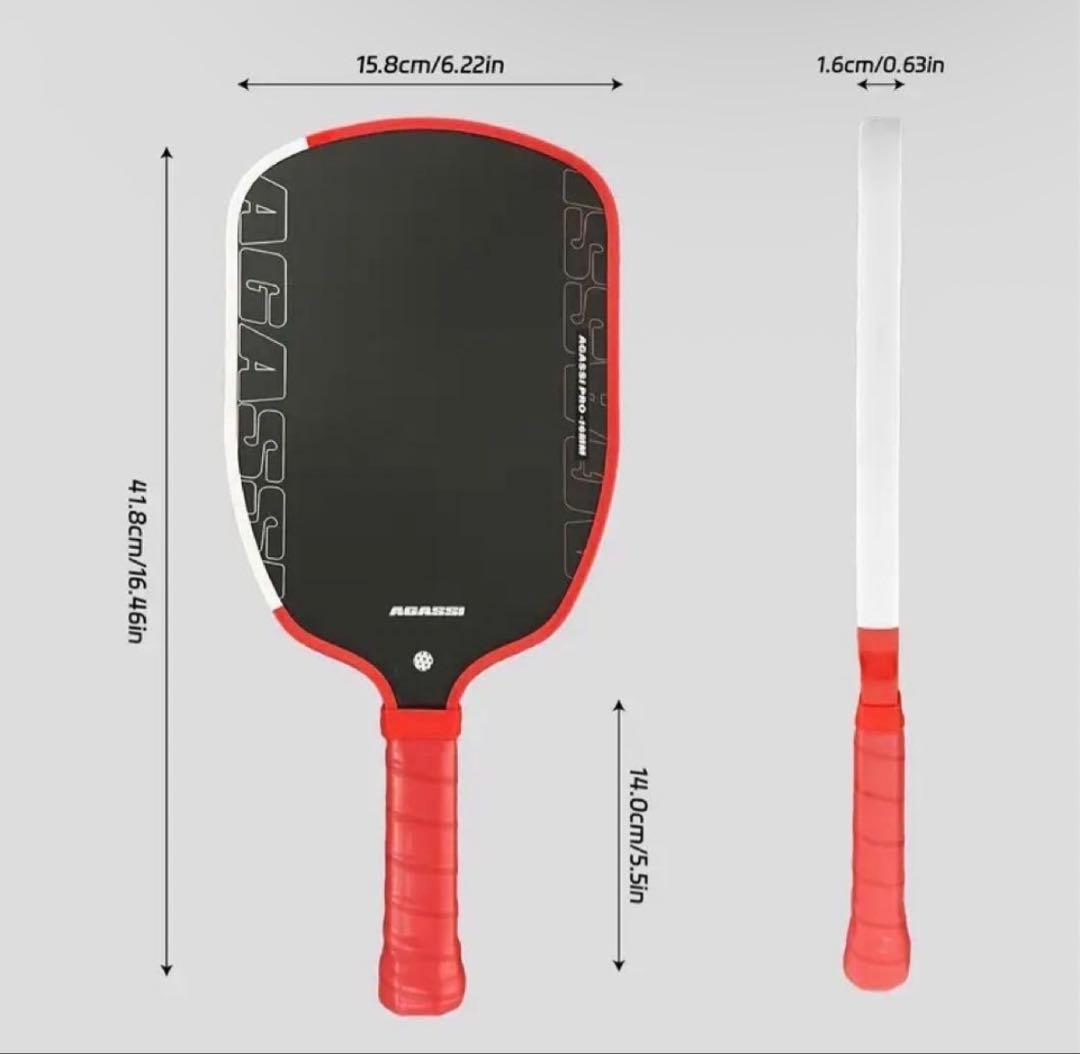 ほぼ新品AGASSI PRO16mm T700 ピックルボール パドル228g