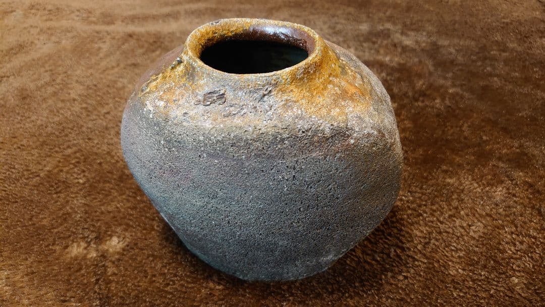 古越前　越前焼　偏壺　釉薬　花入　薪窯　西浦武　山田和　１客