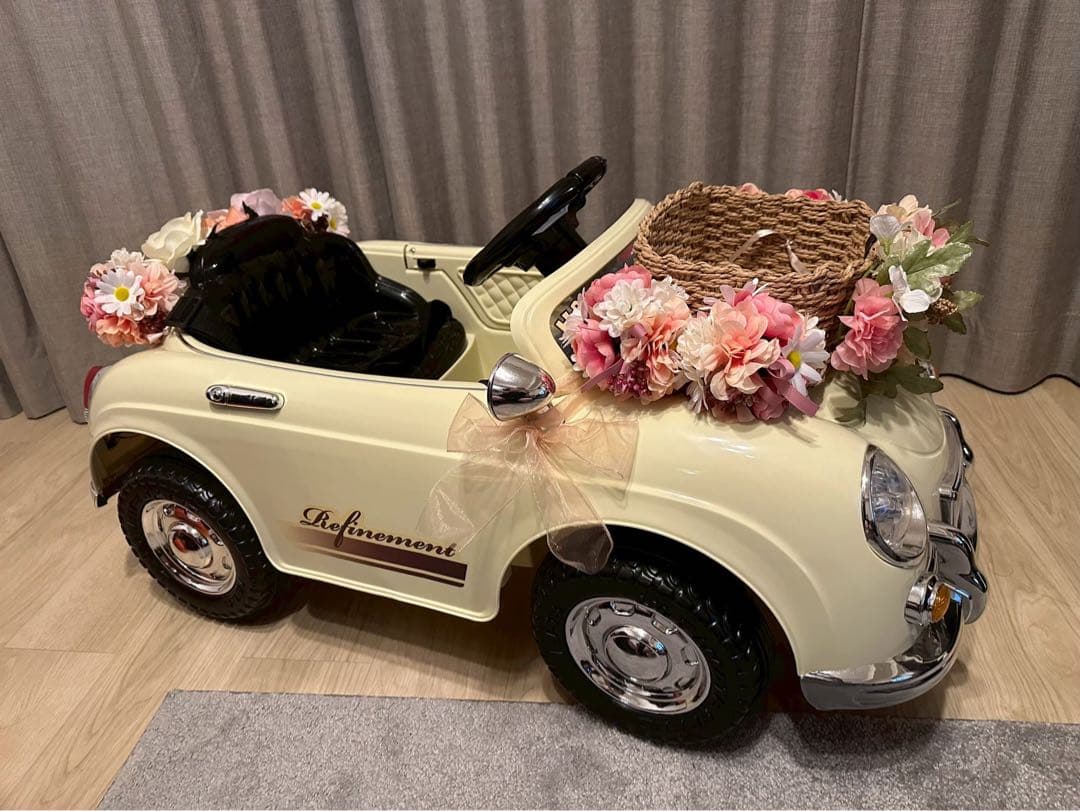 【装飾花＆カゴ付き】電動乗用ラジコンカー　結婚式　リングガール　リングボーイ