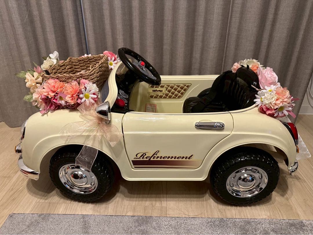 【装飾花＆カゴ付き】電動乗用ラジコンカー　結婚式　リングガール　リングボーイ