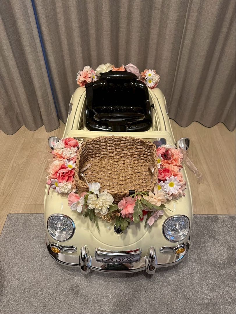 【装飾花＆カゴ付き】電動乗用ラジコンカー　結婚式　リングガール　リングボーイ