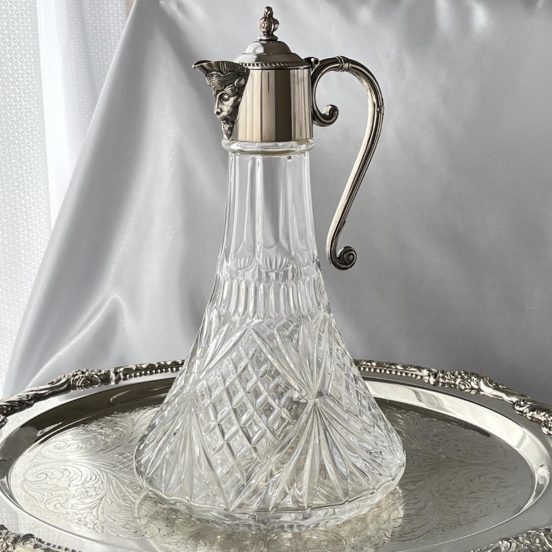 【英国】 バッカスのワインデキャンタ （大） 【シルバープレート/ガラス】