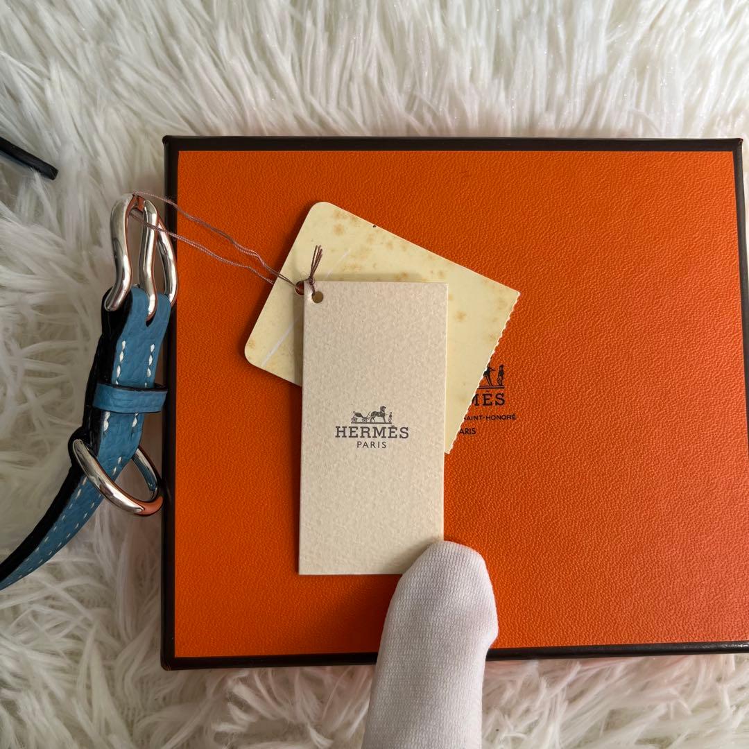 新品 HERMES エルメス ケリー 首輪 犬用 ペット用品 ブルー 箱タグ付