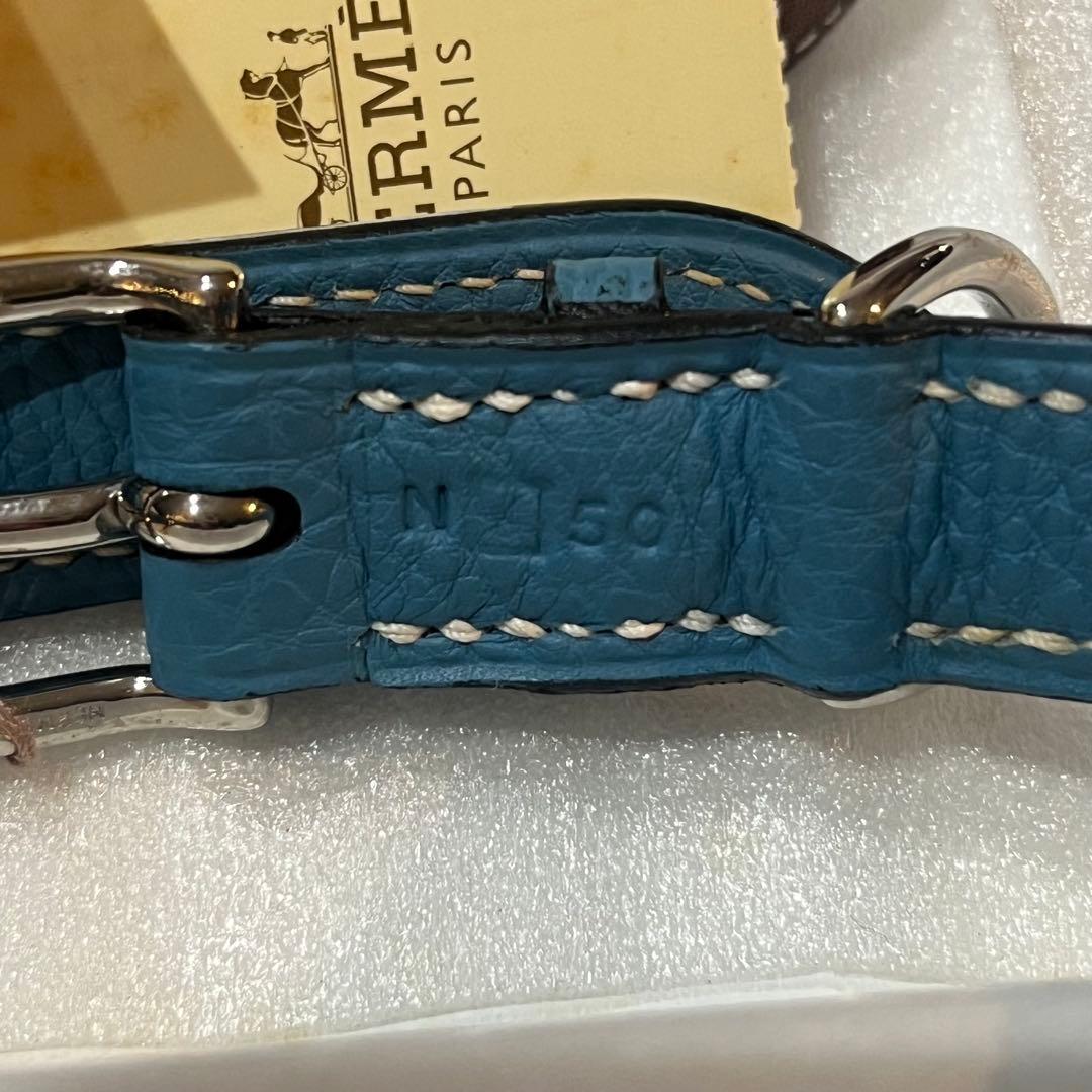 新品 HERMES エルメス ケリー 首輪 犬用 ペット用品 ブルー 箱タグ付