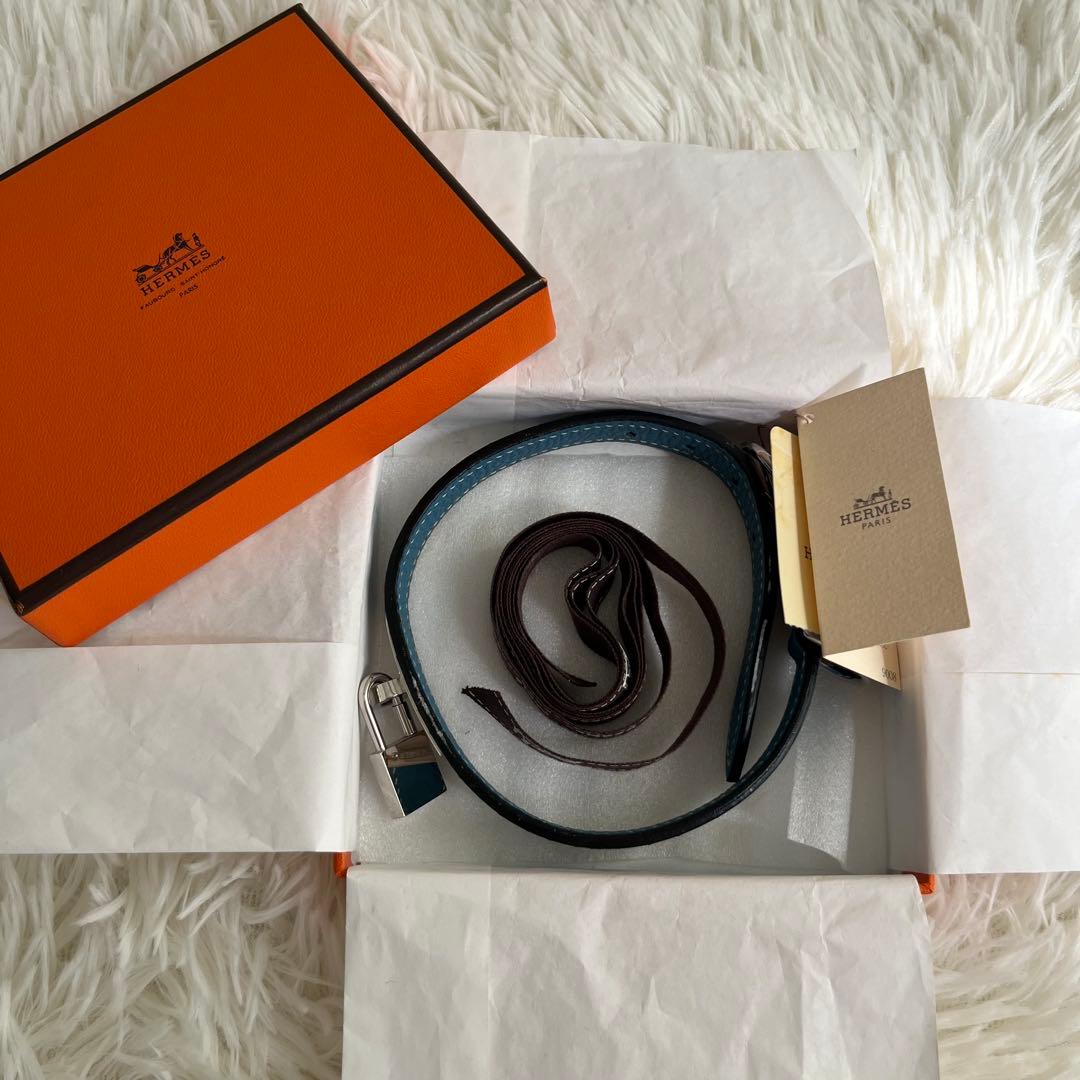 新品 HERMES エルメス ケリー 首輪 犬用 ペット用品 ブルー 箱タグ付