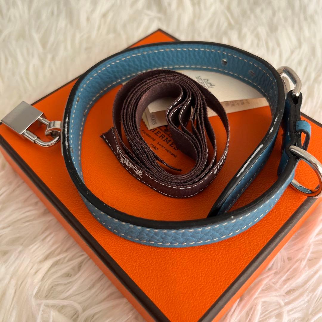 新品 HERMES エルメス ケリー 首輪 犬用 ペット用品 ブルー 箱タグ付