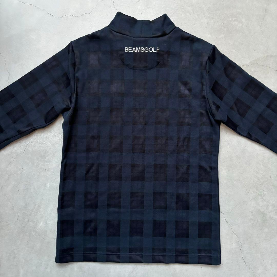 【美品】BEAMS GOLF パープルレーベル チェック柄モックネック長袖シャツ