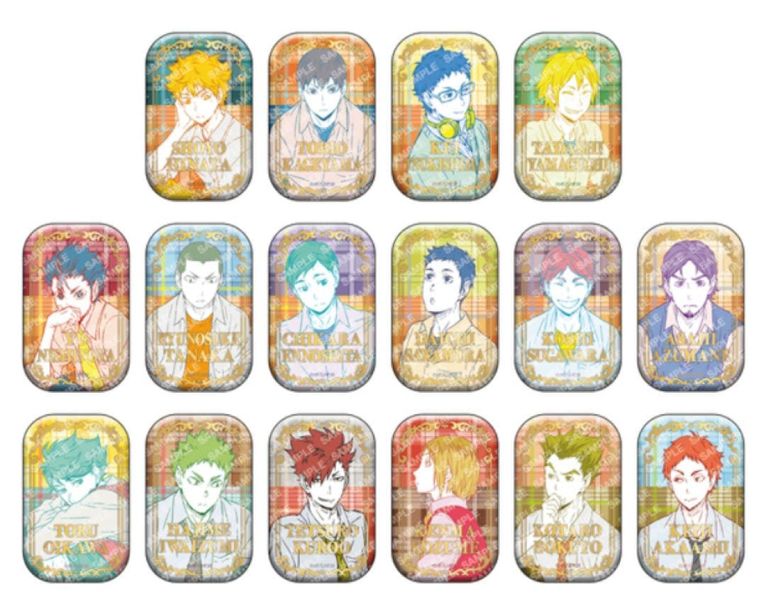ハイキュー！！スクエア缶バッジBOXオフショット×カラー第一弾第二弾セブン限定