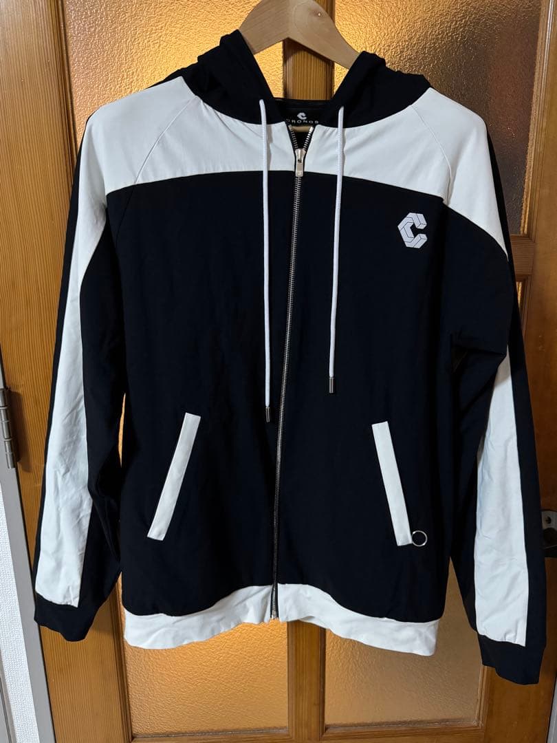 CRONOS激レア国産 フード付きスポーツジャケット 黒/白M