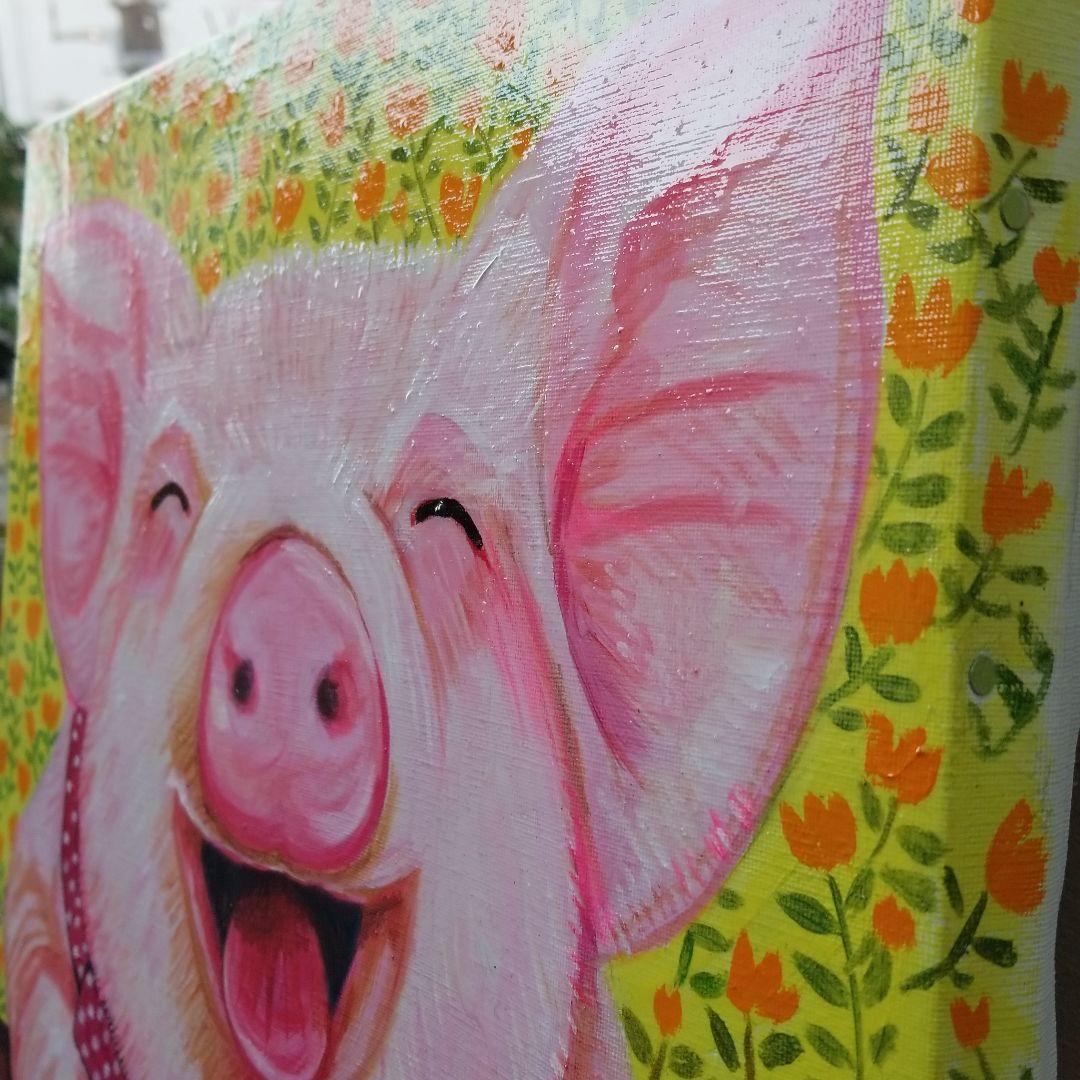 油絵　専用　すっごく笑ってる子ぶた