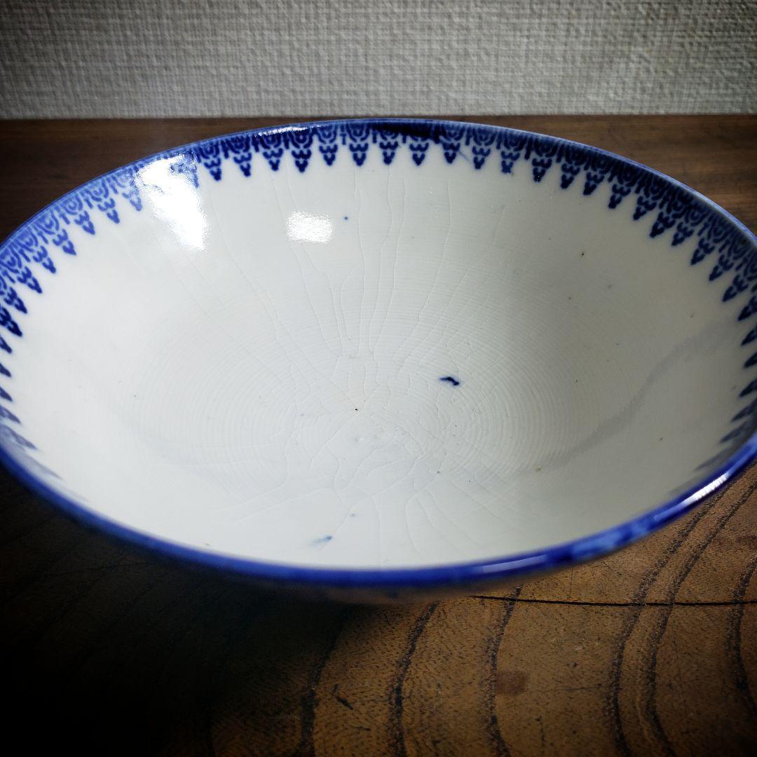 茶碗 ご飯茶碗 染付 印判 希少 コウモリ 大正 昭和初期 貫入