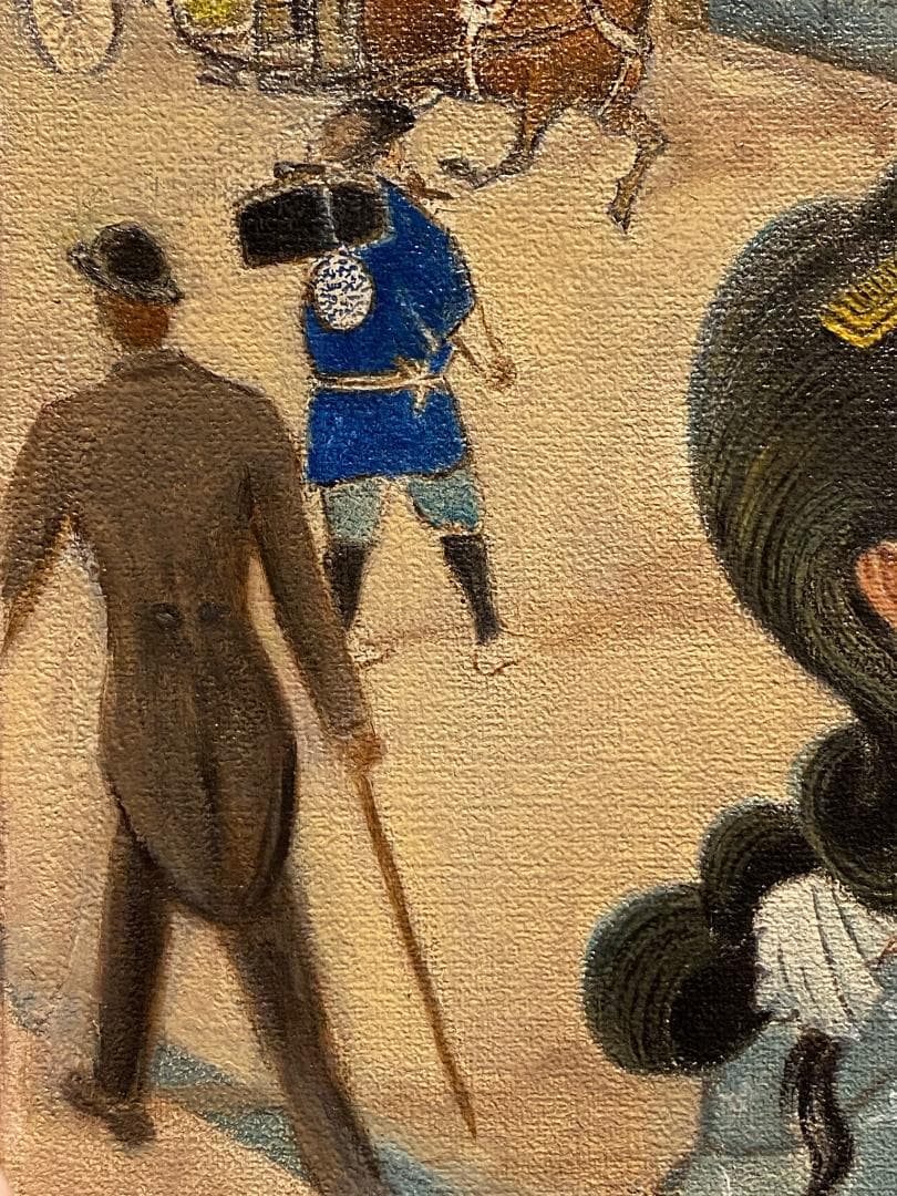 「真作」作者不明　街景画　油絵　油彩画　直筆サイン　額装　F10号