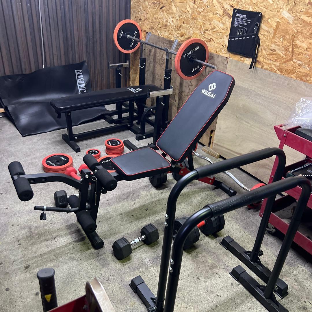 ホームジム　ベンチプレス　100㌔　トレーニングベンチ　ディップスバー等　セット