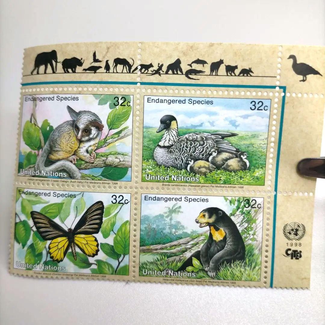 2011 外国切手 国連 絶滅危惧種動物 田型4連刷 3組 未使用