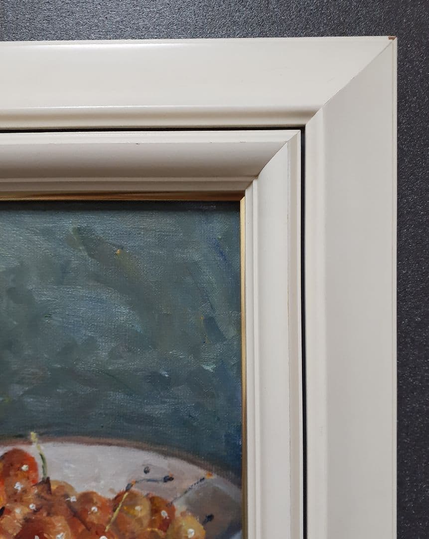 【真筆保証！】一水会会友　【平林伸泰】筆　油彩　肉筆　さくらんぼ　F4号　額装