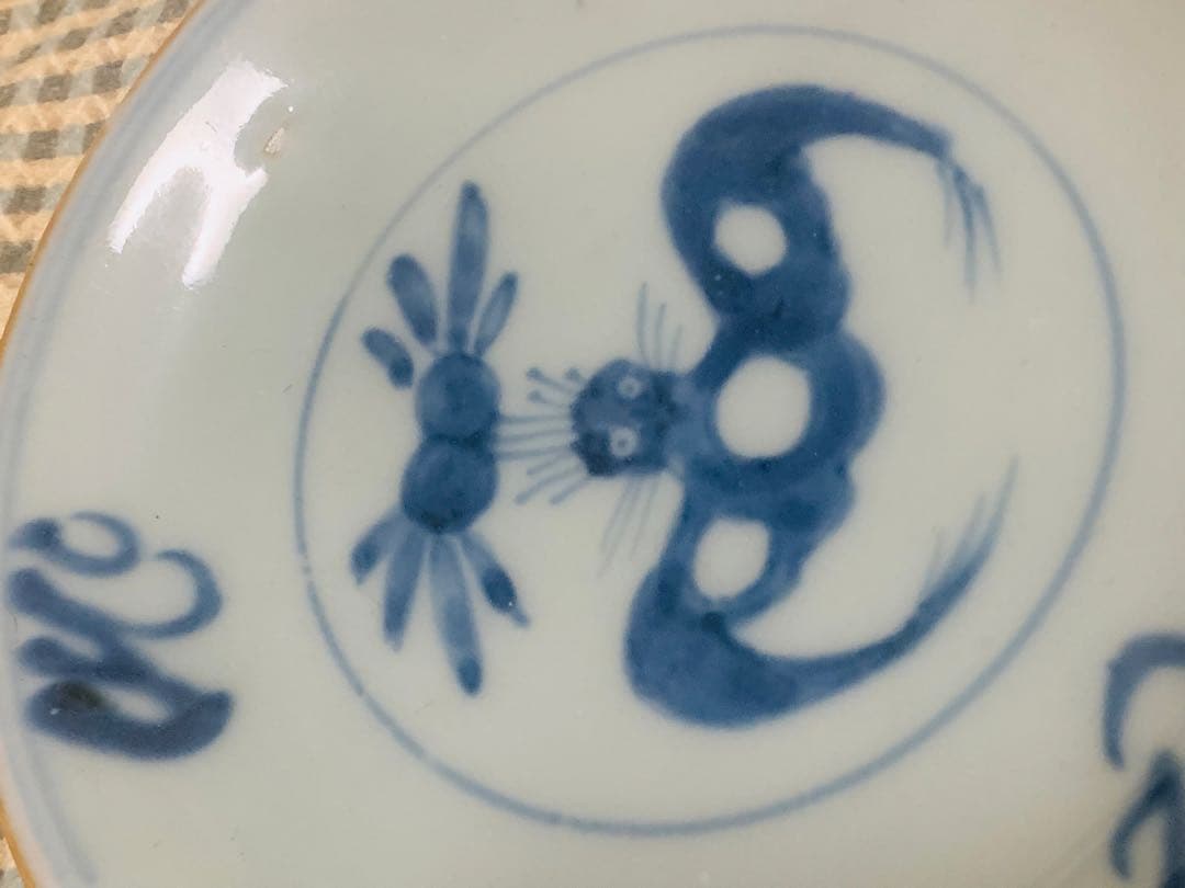 中国明時代晩期の染付付けお皿(在銘)