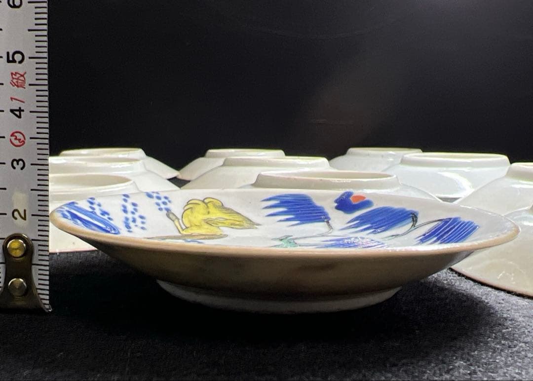 中国清朝時代　南京赤絵馬図小皿11枚　木箱付　東Y8-0109☆2F