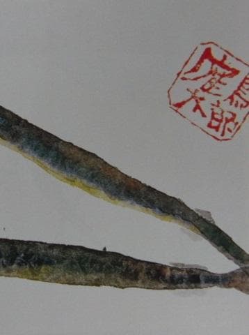 片岡鶴太郎、【さより恋魚】、希少な額装用画集より、美品、日本人画家