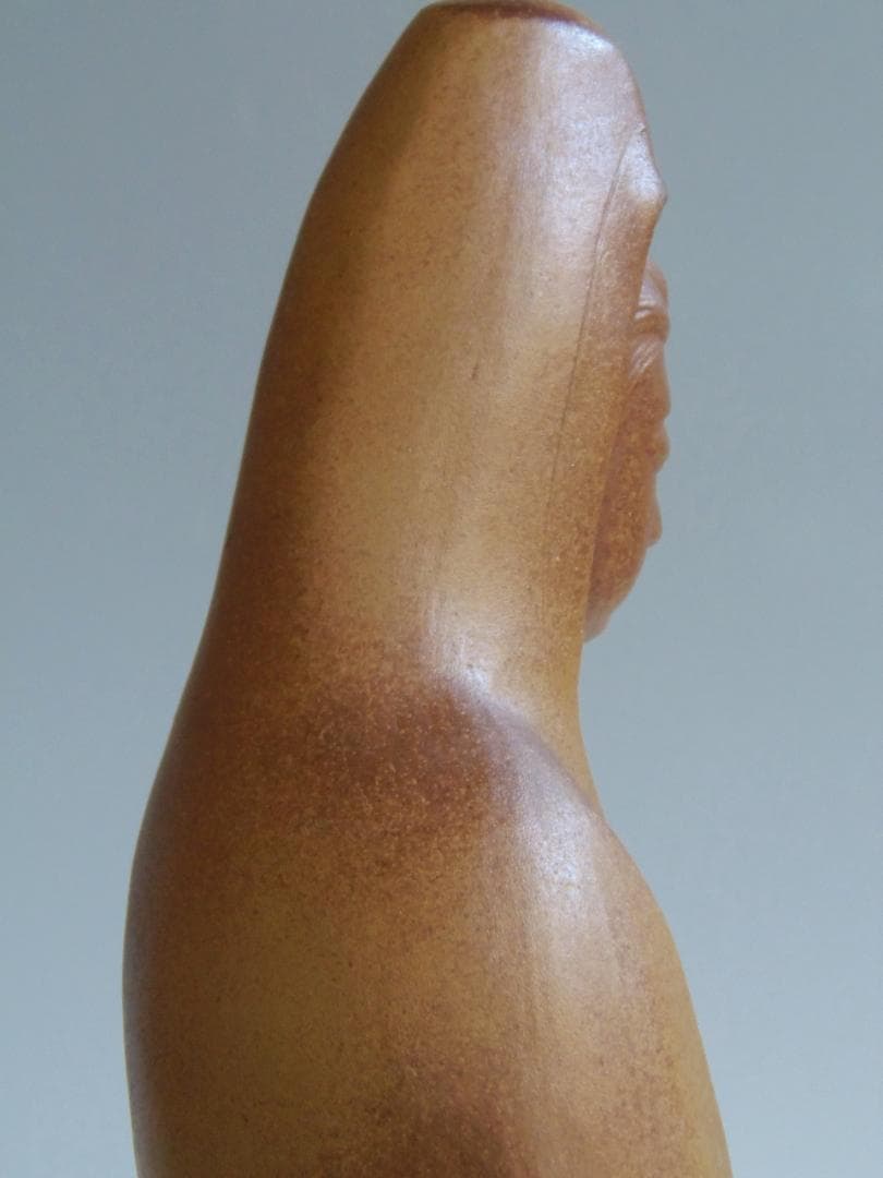 高33センチ金重利陶苑77代陶弘 金重利右衛門（金重稔）備前焼 観音像 置物