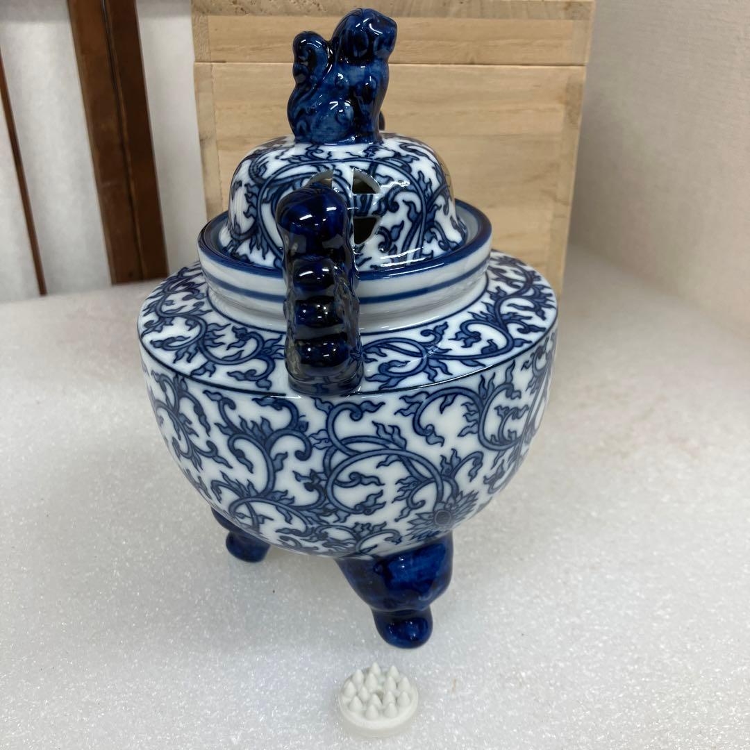 茶道具　香炉　染付　香炉　烝窯　N223AK