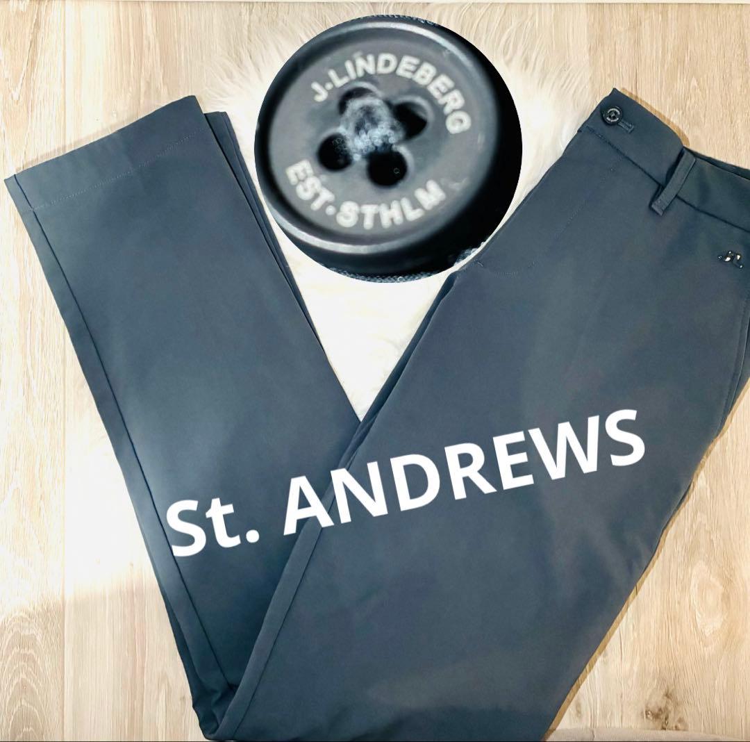 未使用級　St. ANDREWS ストレッチ　パンツ　ゴルフ　ロゴプレート