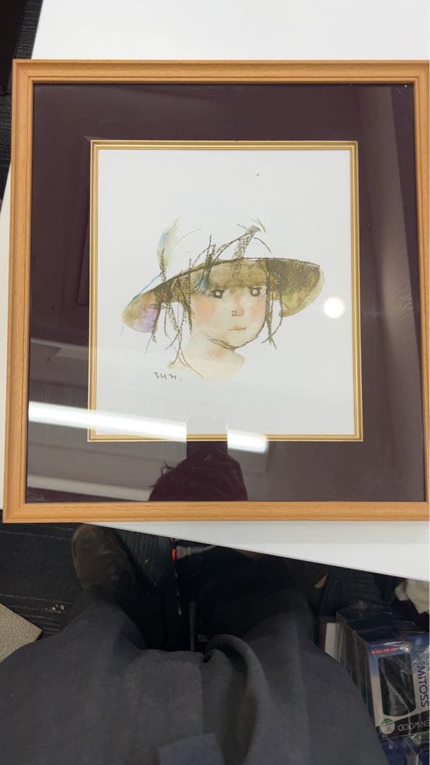 いわさきちひろ　色紙額 少女像