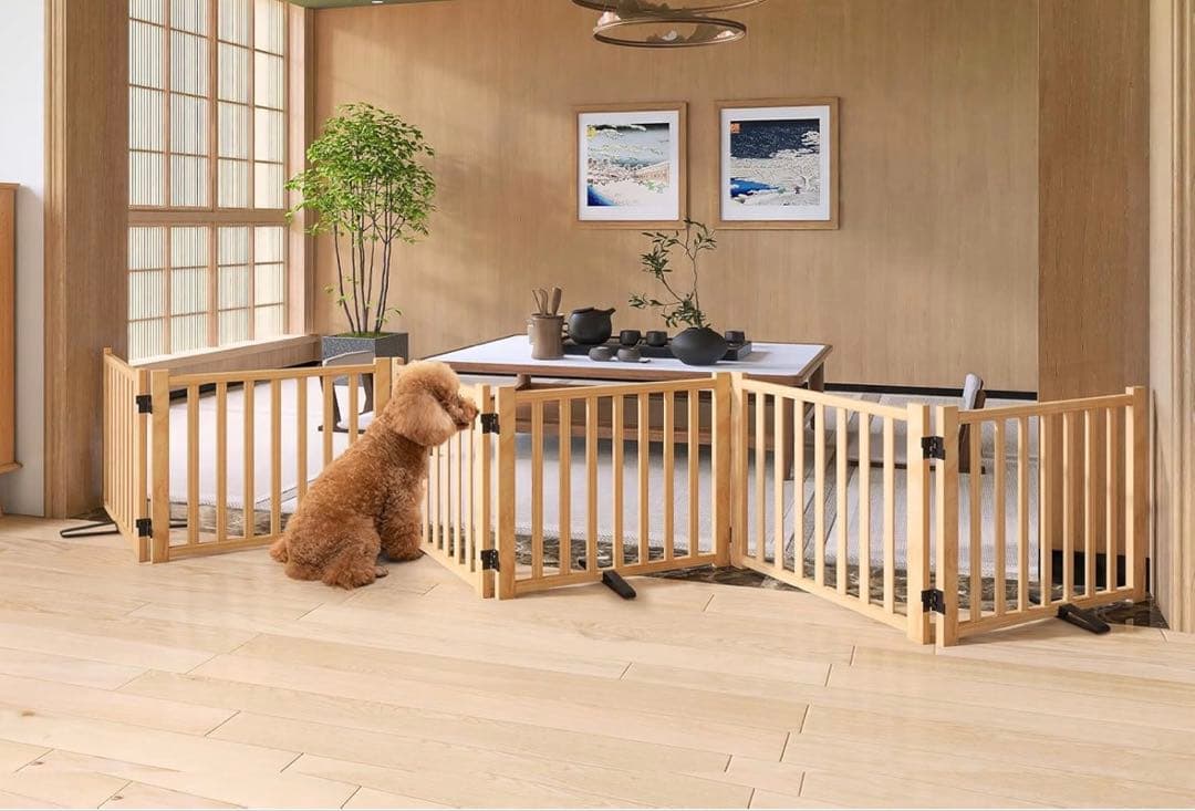 犬ゲート 置くだけ 木製 折りたたみ ペットゲート ペットフェンス