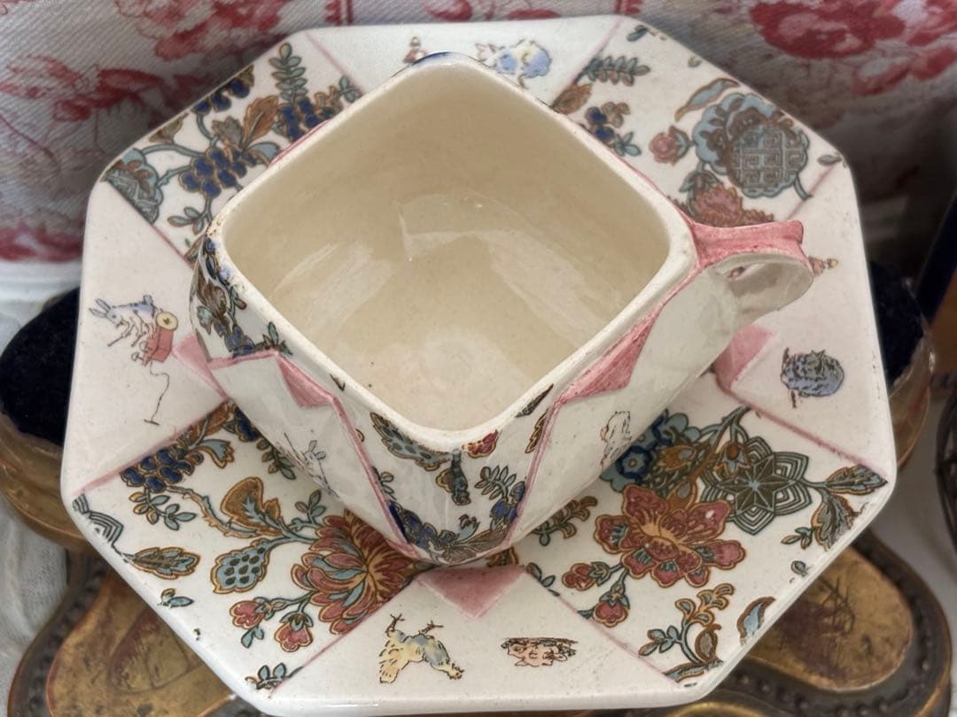 希少フランスアンティーク　サルグミンヌ　アンファンリシャールのカップ&ソーサー③